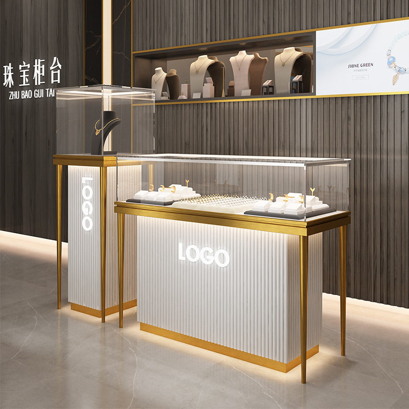 现货珠宝首饰柜高端奢侈品玻璃柜黄金翡翠钻石陈列柜博物馆展示柜