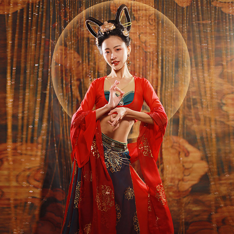 西域敦煌舞蹈服飞天舞汉服演出服敦煌古典舞汉服舞台服敦煌舞蹈服