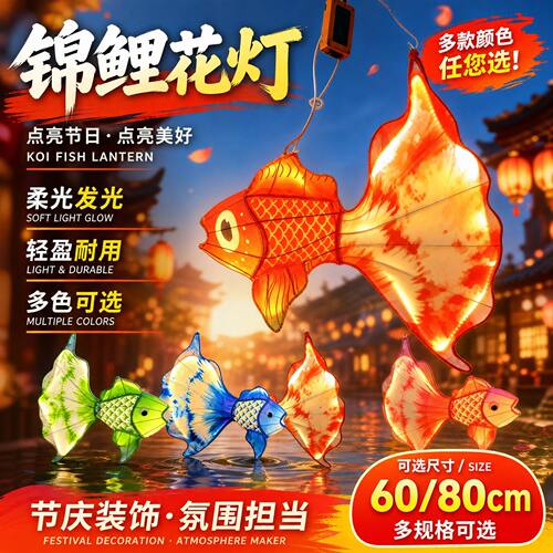 鲤鱼灯锦鲤花灯鱼灯大型鲤鱼灯小鲤鱼灯自贡彩灯节庆用品节日庆典