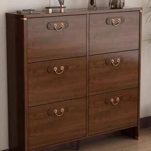 超薄鞋柜翻斗式实木色入户薄款窄小户型家用进门口一体靠墙楼道外