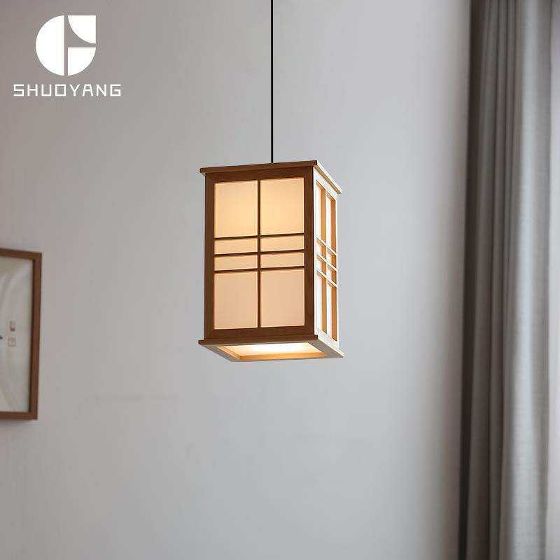 烁阳日式原木餐厅吊灯吧台阳台寿司料理店瑜伽室和室榻榻米木质灯