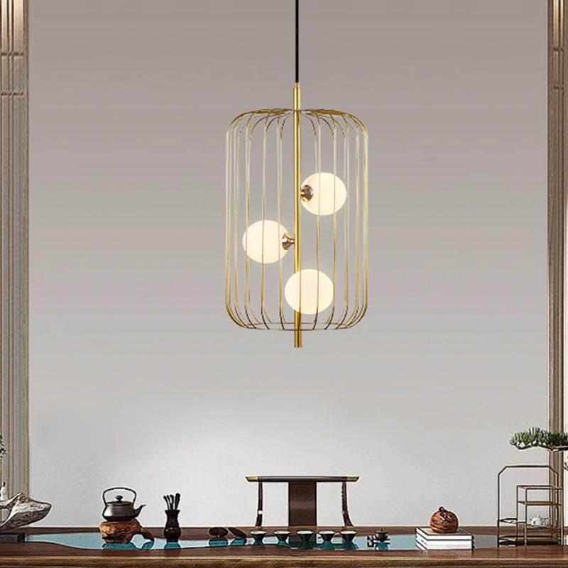 新中式铁艺笼子吊灯复古餐厅火锅店饭店酒吧创意饭店灯笼茶楼灯具