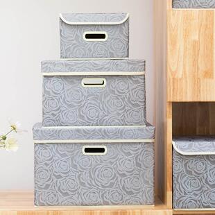 2021新款收纳箱 素雅玫瑰整理箱 桌面收纳盒 无纺布收纳盒