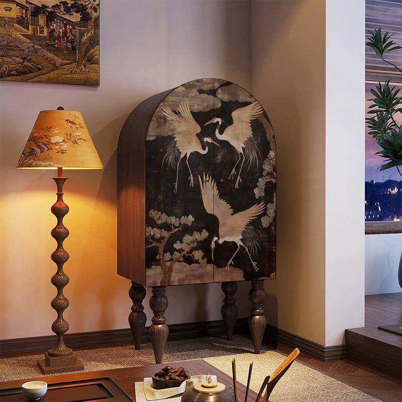 卧室收纳柜家用床尾柜客厅靠墙一体柜中式复古仙鹤全实木置物斗柜,住宅家具,斗柜,淘宝优惠券,粉丝福利购,淘宝优惠卷