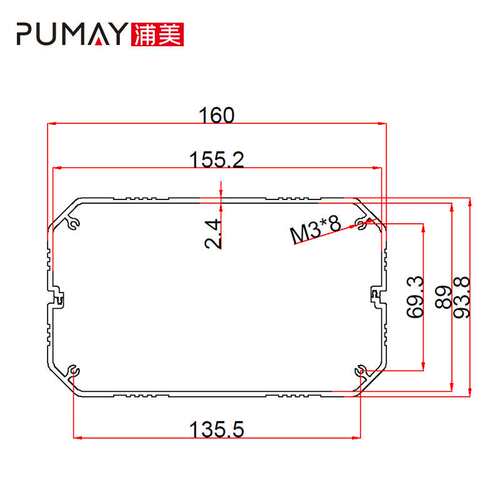 160*94-250铝合金盒子电源盒仪器仪表铝型材壳体控制器外壳机箱