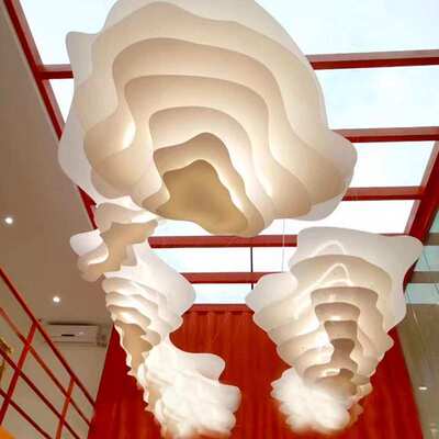 亚克力云朵售楼宴会厅迎宾大堂酒店创意艺术灯饰非标高端灯具
