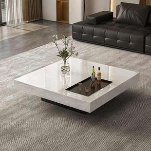天然奢石茶几大理石轻奢高端卡里冰玉家用新款方形悬浮极简茶几桌