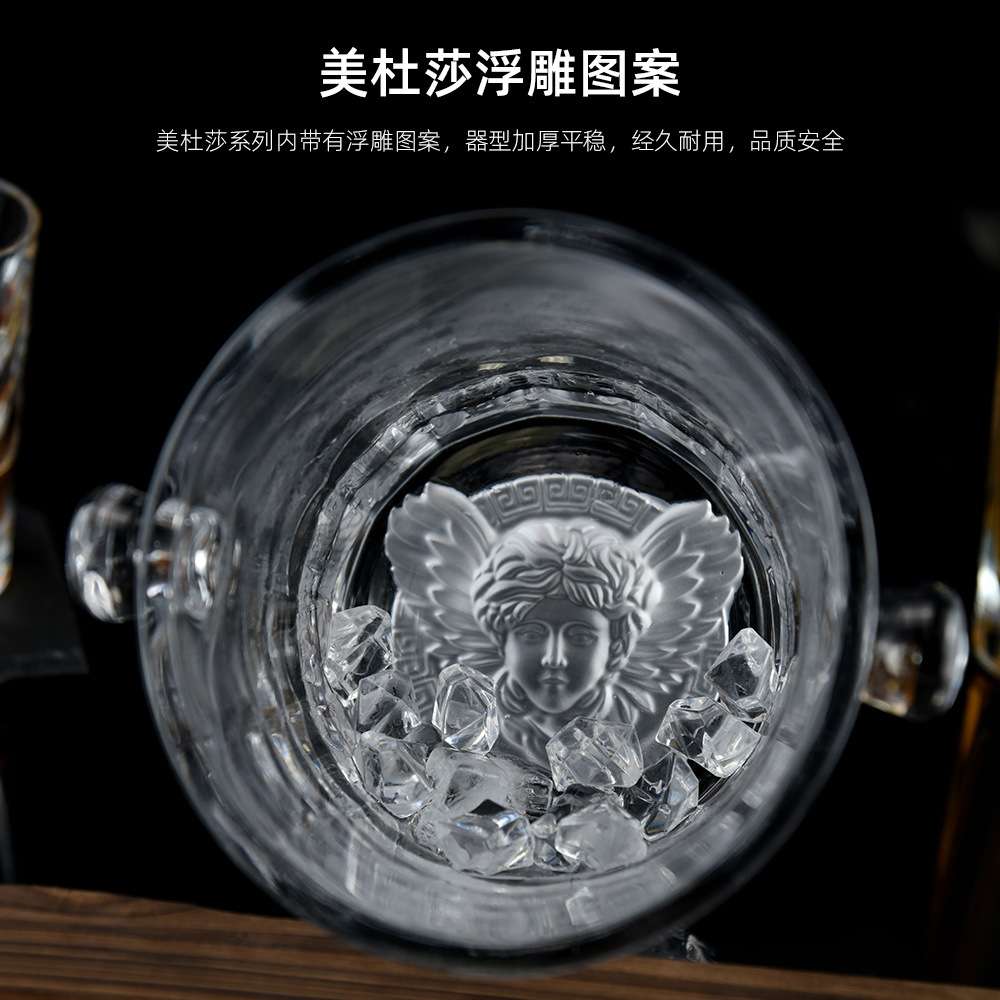 加厚美杜莎玻璃冰桶保温红酒啤酒冰桶KTV酒吧描金冰块桶香槟桶冰