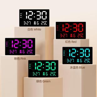 LED卫星数字温度时钟镜面闹钟多功能LED插电自动授挂钟北斗授时