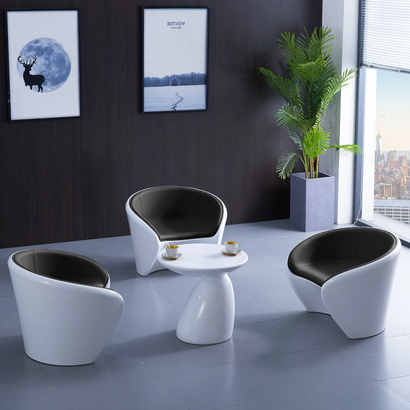 接待桌椅组合休息区酒店铺售楼部影楼会客沙发椅子洽谈椅圆形茶几