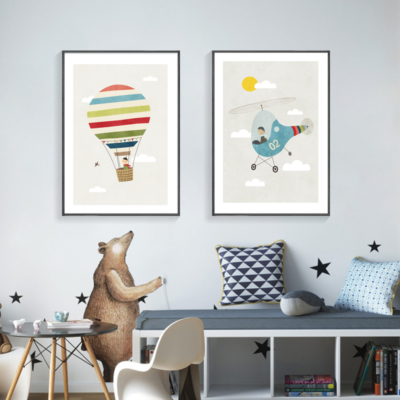 男孩房间装饰画现代简约男童卧室床头壁画创意飞机卡通儿童房挂画,家居饰品,现代装饰画,淘宝优惠券,粉丝福利购,淘宝优惠卷