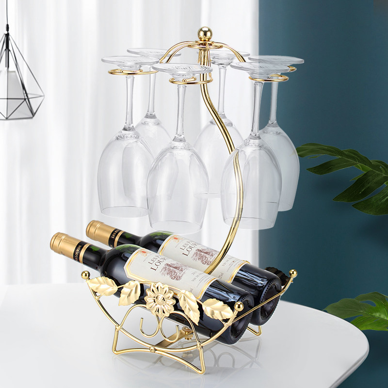 家用红酒杯架倒挂欧式创意红酒架摆件高脚杯架倒挂悬挂简约6只装