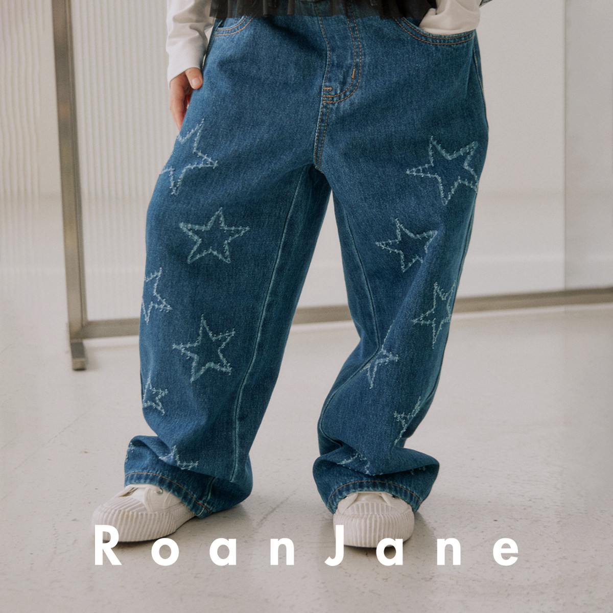 RoanJane童装韩国儿童牛仔裤星星刺绣男童长裤蓝女童裤子纯棉春秋,童装/婴儿装/亲子装,儿童牛仔裤,淘宝优惠券,粉丝福利购,淘宝优惠卷