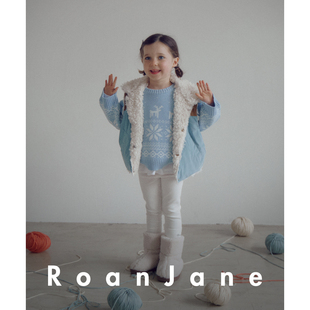 韩国RoanJane童装儿童马甲双面穿女童灯芯绒背心男童夹克摇粒绒