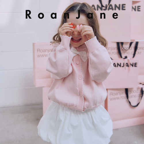 RoanJane女童甜美粉色针织开衫