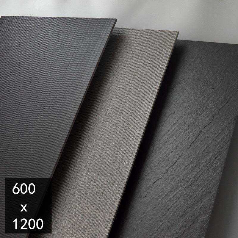 黑色砂岩荔枝纹瓷砖600x1200料理店商铺工业地砖卫生间花园仿古砖