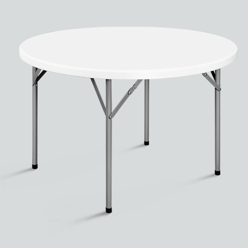 可折叠圆桌小户型6人家庭聚餐饭桌简约实用户外塑料带插伞孔圆桌
