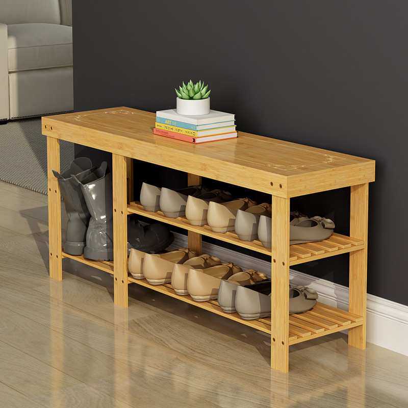 多层楠竹换鞋凳入户玄关家用可坐式一体凳子鞋架简易收纳组装鞋柜