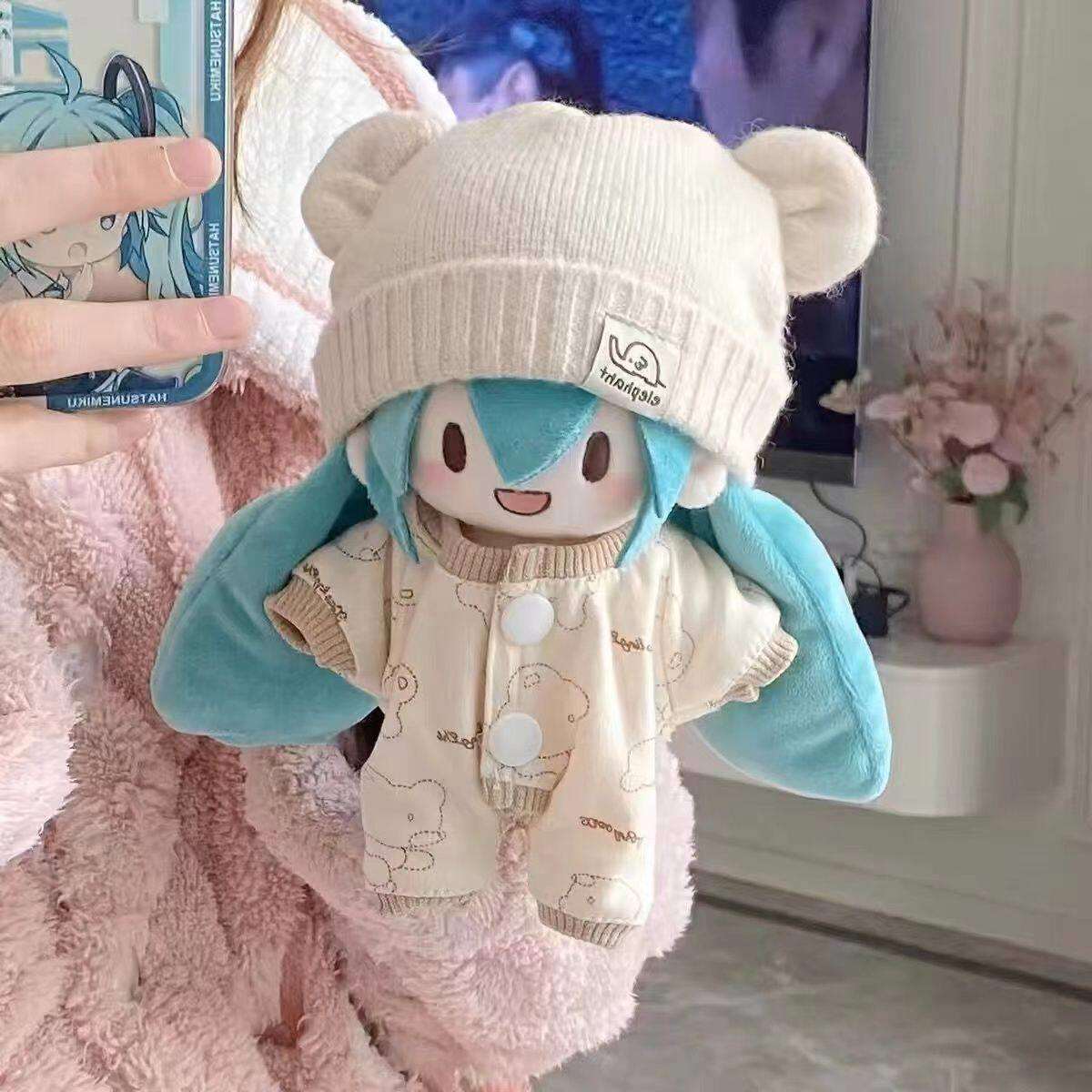 新款雪fufu未来初音可爱棉花娃娃15cm毛绒公仔礼物换装玩偶套装潮图片