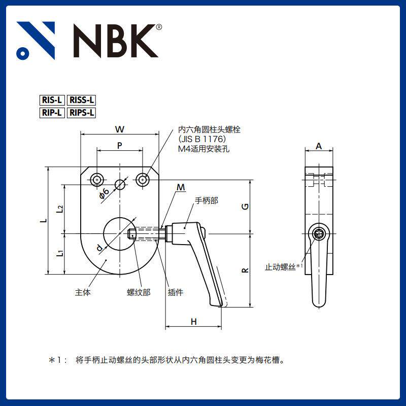 NBK RIP-L 指示器底座定位螺丝固定型 带手柄 机械零部件厂家直供