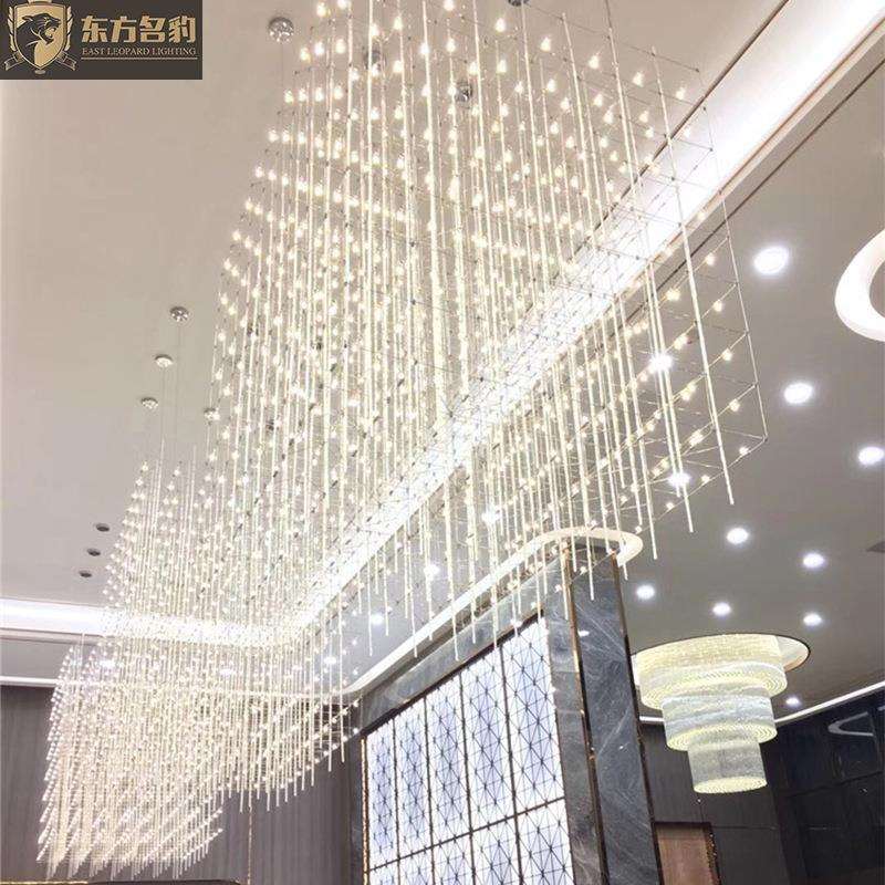 中山灯具轻奢现代光立方LED灯酒店客厅创意艺术非标工程水晶吊灯