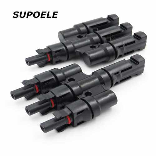 MC4光伏T型四通连接器 MC4太阳能3转1电缆接头Branch Connector