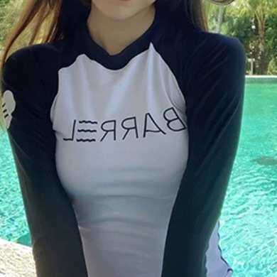 女款浮潜服假两件分体速干泳衣防晒衣潜水服冲浪衣保守泳装水母衣