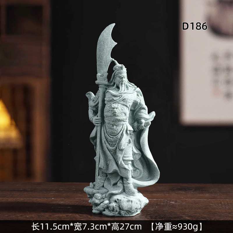 新国潮青砂石关公雕像摆件武财神关二爷摆件家居乔迁开业装饰摆件