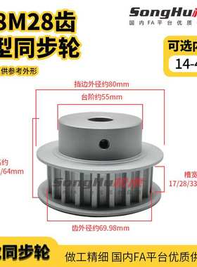 BL61-S8M400-28-B-P-d14至43孔现货S8M28齿同步轮铝合金同步带轮