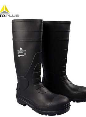 代尔塔301407PVC防砸防穿刺耐磨耐酸碱防护劳保雨靴高密度耐磨