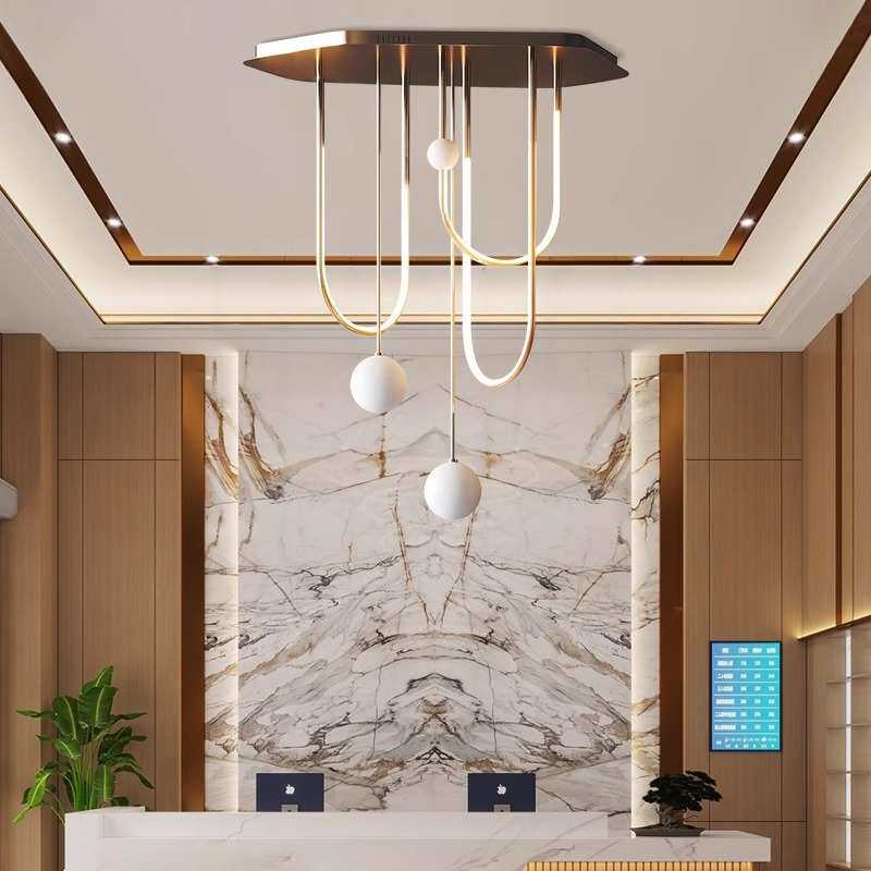 意大利设计师挑空U形吊灯客厅餐厅复式loft楼梯灯展厅艺术吸顶灯