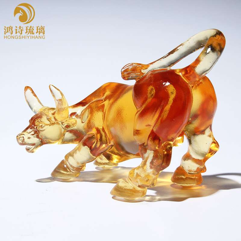 鸿诗琉璃牛摆件公司纪念年会创意客厅家居玄关装饰桌面工艺品