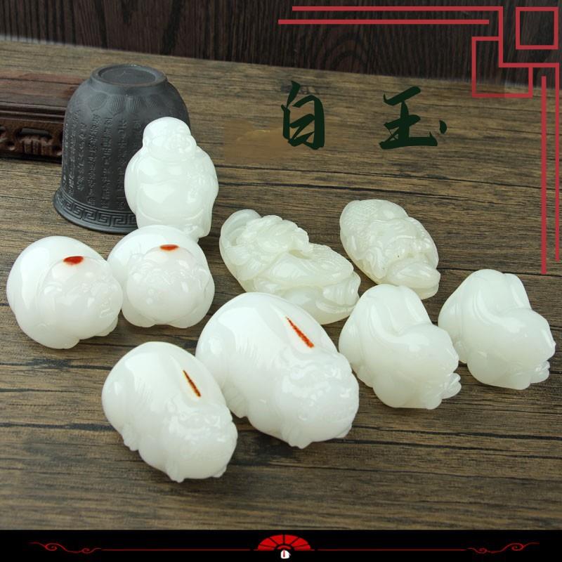 阿富汗羊脂级白玉 福猪貔貅手把件 手工雕刻手抓件直播货源