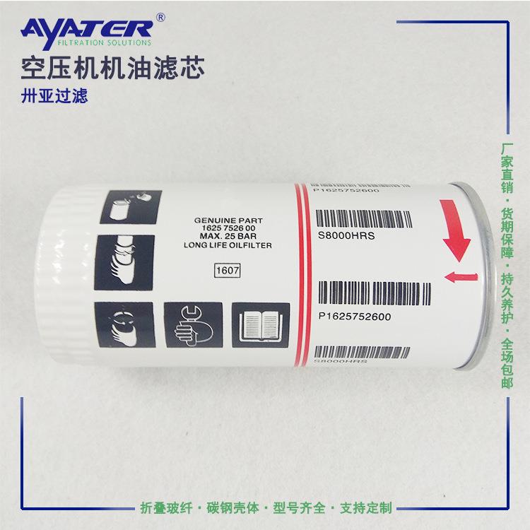 厂家直销螺杆机空压机机油滤芯 1625752600 玻纤折叠机油过滤滤芯
