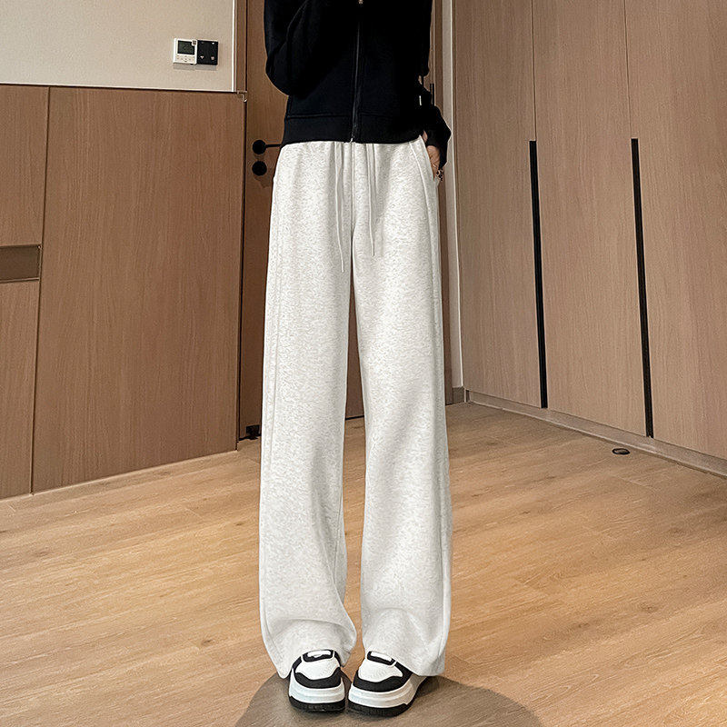 黑色窄版运动裤女春季薄款阔腿裤2026新款休闲裤子女夏季直筒卫裤
