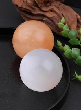 天然摩洛哥透石膏球白色橙色水晶摆件手把玩件客厅办公室装饰摆件