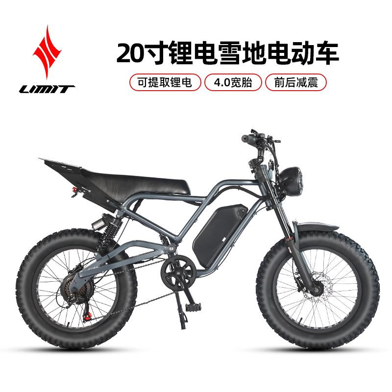 厂货直发LIMIT极限20寸4.0宽胎雪地沙滩锂电电动自行车