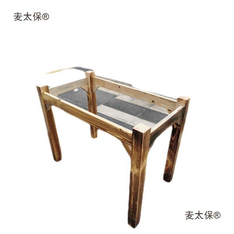 炭烧实木火锅桌长方桌火锅店烧烤店夜市煤气炉电磁炉一体商麦太保