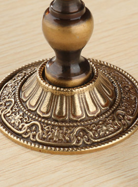 八吉祥酥油灯托家居纯铜雕刻高脚家用多用途灯座配蜡烛金铜色1个