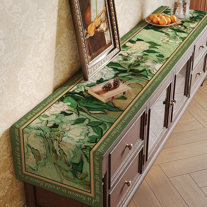 油画电视柜盖布长条餐边柜鞋柜盖巾可定制茶几台布高级感,居家布艺,桌布,淘宝优惠券,粉丝福利购,淘宝优惠卷
