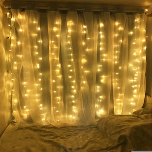 led星星灯窗帘灯瀑布彩灯闪灯串灯满天星户外女生房间布置装 饰灯