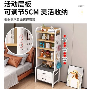 洞洞板放在床头柜上的置物架上方一体桌面多层书架增高化妆品架子