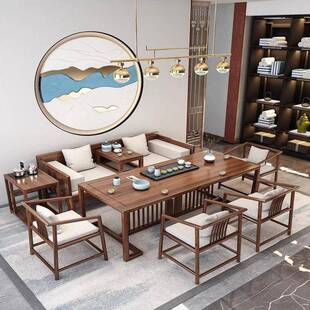 罗汉床沙发泡茶屏风茶桌椅全实木功夫茶几禅意家用接待组合