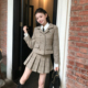 显瘦两件套装 乖乖坏坏 外套百褶裙套装 女冬季 学院风格 纹羽绒西装