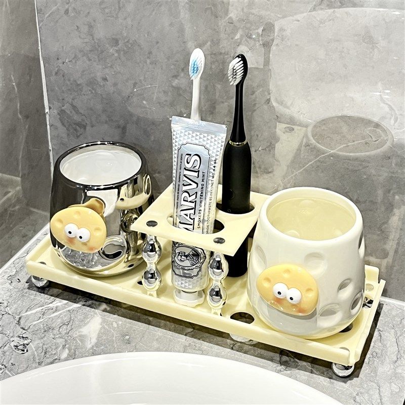 可爱漱口杯置物架放电动牙刷牙膏架子套装卫生间家用洗漱台牙刷杯,家庭/个人清洁工具,洗漱杯,淘宝优惠券,粉丝福利购,淘宝优惠卷