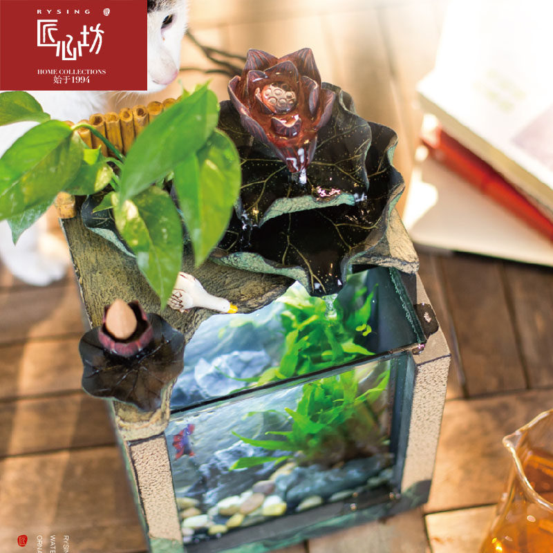 匠心坊景观小鱼缸桌面流水摆件办公室迷你造景客厅创意家居,家居饰品,装饰摆件,淘宝优惠券,粉丝福利购,淘宝优惠卷