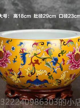 正品聚景宝盆礼摆件镇陶瓷客厅玄关鱼缸装饰招德财进宝吉财乔迁开