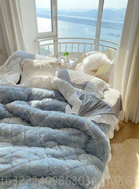 正品鱼梦兔~嫩主嫩的灰色绒兔公四件套加厚夹棉软糯保暖床上用品