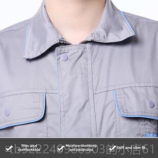 正品纯棉蓝块细斜纹薄夏厂工建筑工人长袖套工装作服装