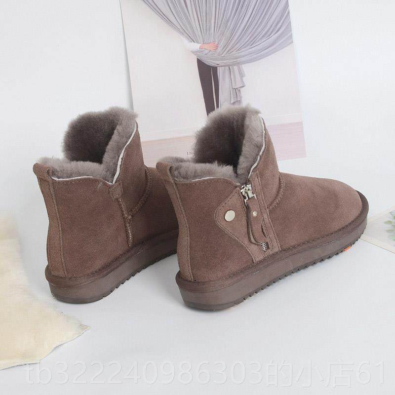 正品20炼23年款侧拉加雪地靴女冬季新加绒厚防滑平底保暖短筒羊毛